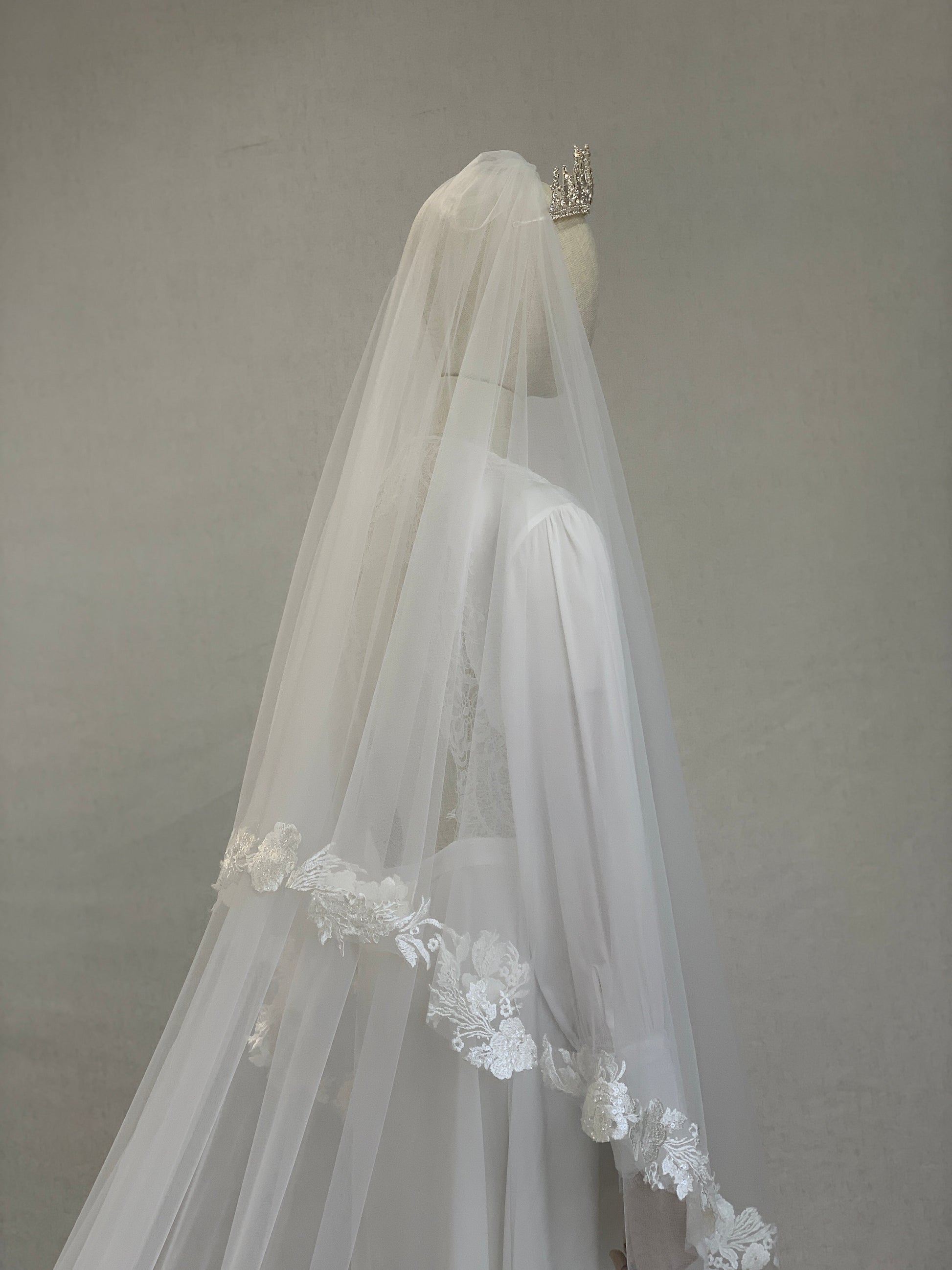 Sequin Floral Lace Cathedral Veil - A.Cherie Couture Shop