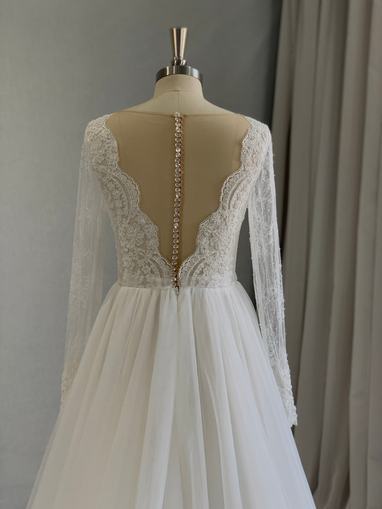 Beaded Lace & Tulle A-Line Wedding Dress Kristine - A.Cherie Couture Shop