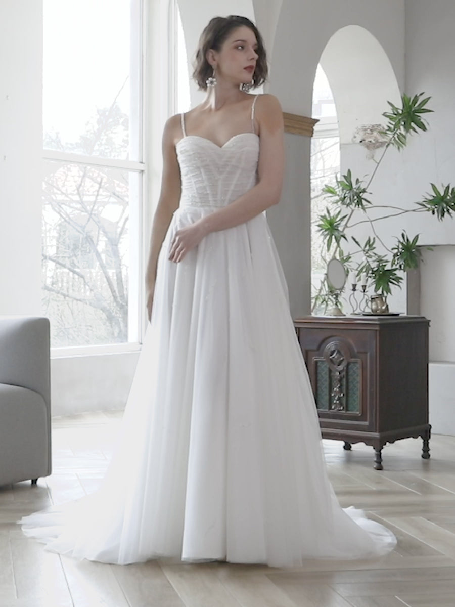 Ruched a line wedding hot sale dress