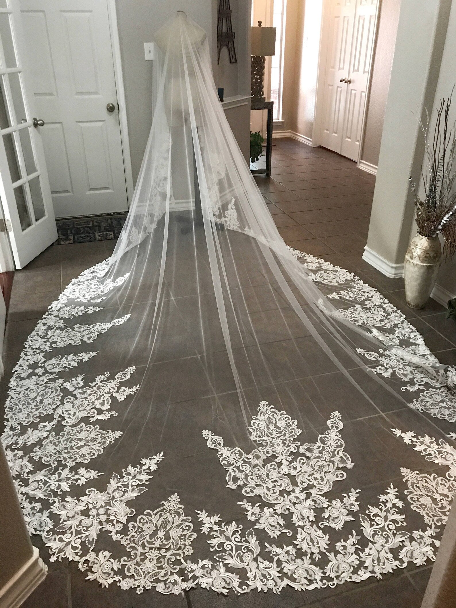 Scroll Dense Lace Royal Veil - A.Cherie Couture Shop