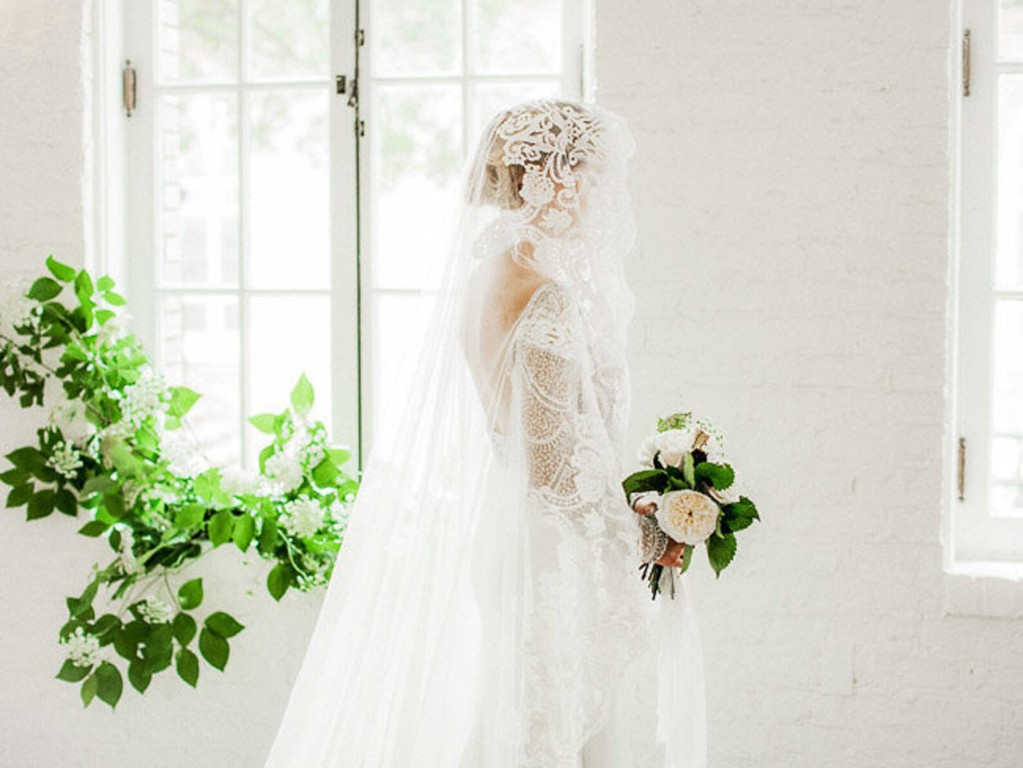 Art Deco Lace Cathedral Veil - A.Cherie Couture Shop