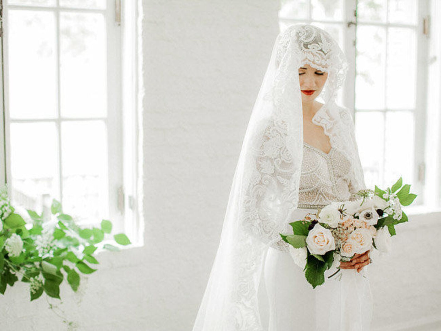 Art Deco Lace Cathedral Veil - A.Cherie Couture Shop