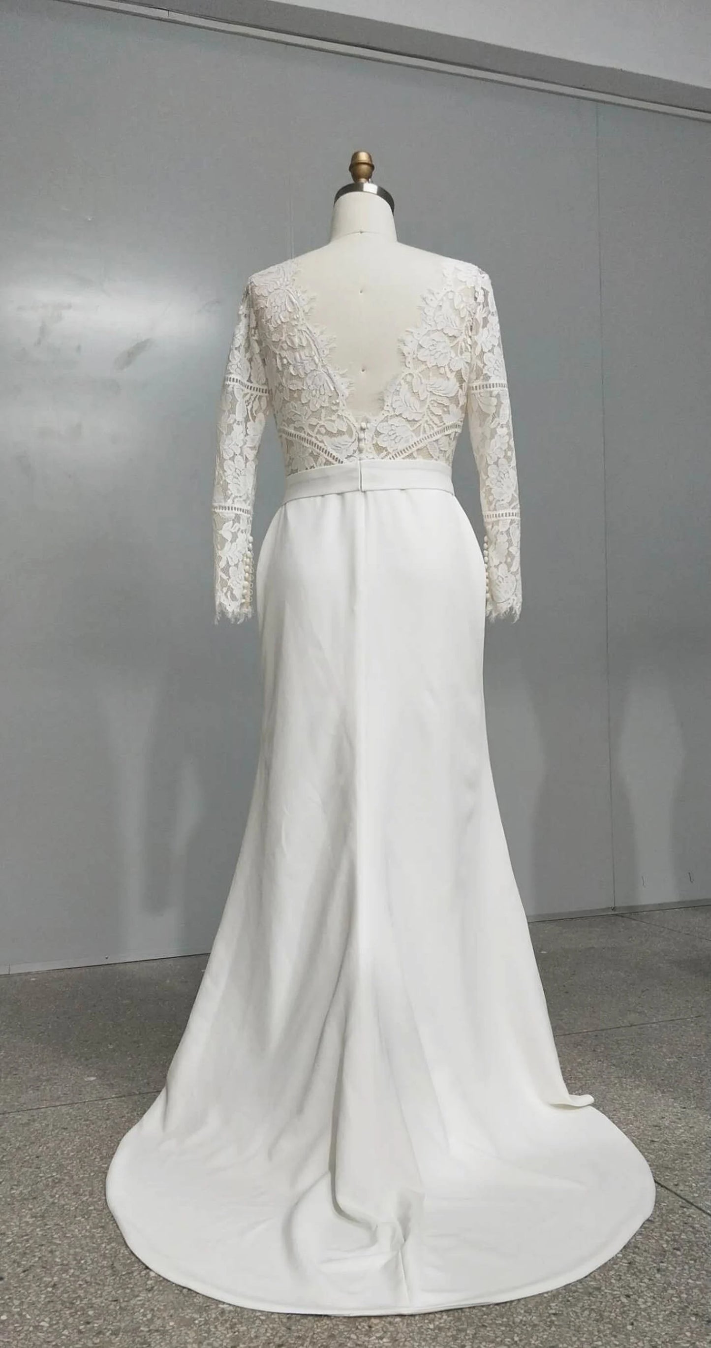 Sheer Lace Bodice Fit & Flare Wedding Dress Erin - A.Cherie Couture Shop