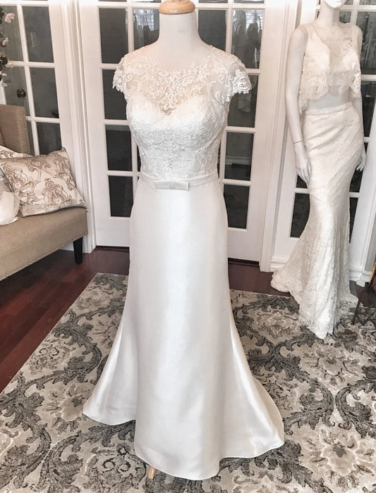 Scroll Floral Sleek Fit & Flare Wedding Dress Morgan - A.Cherie Couture Shop