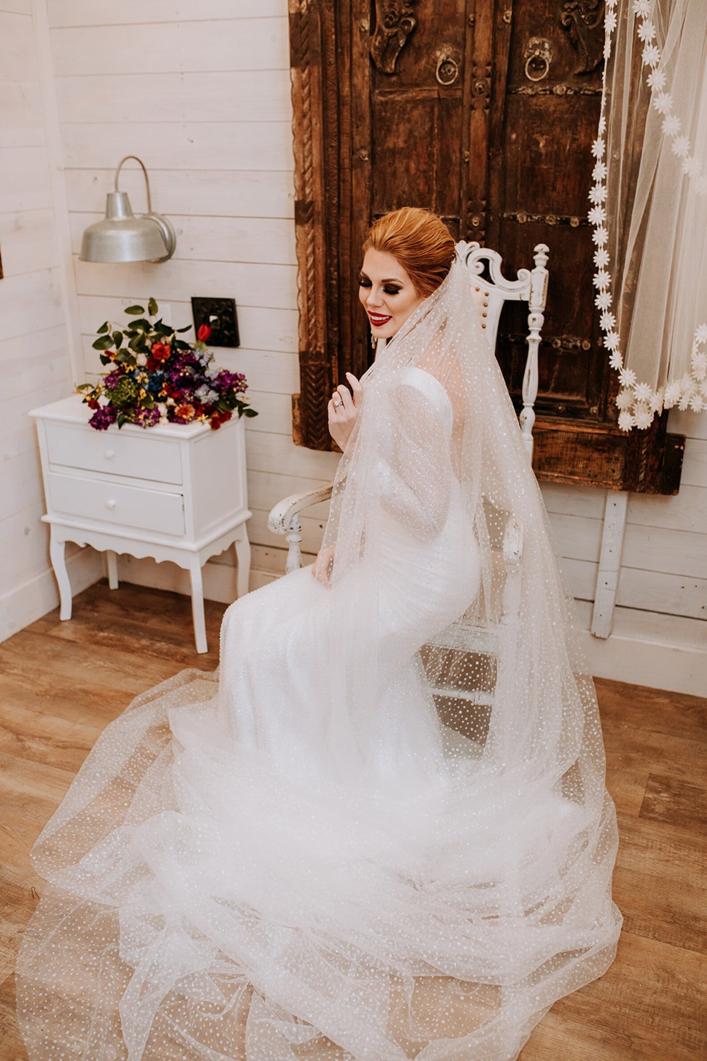 Spotted Glitter Tulle Royal Veil - A.Cherie Couture Shop