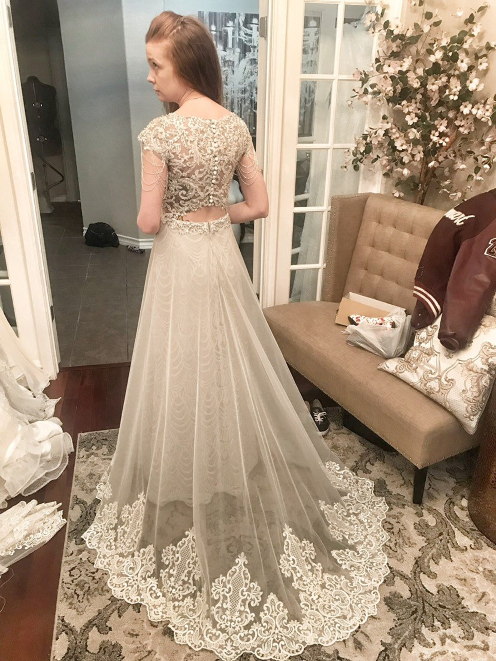 vintage pearl wedding dress 1970s Victorian Lace With Clutch Made to your measurements and customizations! Pearl Wedding Dresses | Kleinfeld