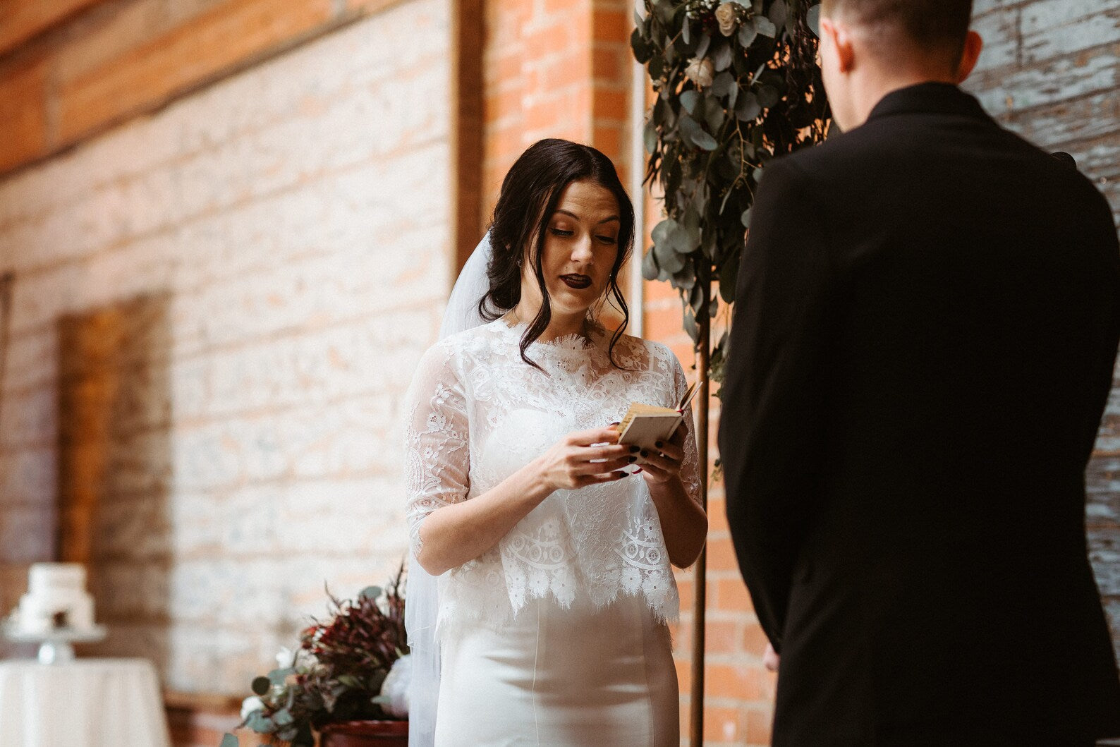 Sleek Crepe And Lace Fit & Flare Wedding Dress Andi - A.Cherie Couture Shop