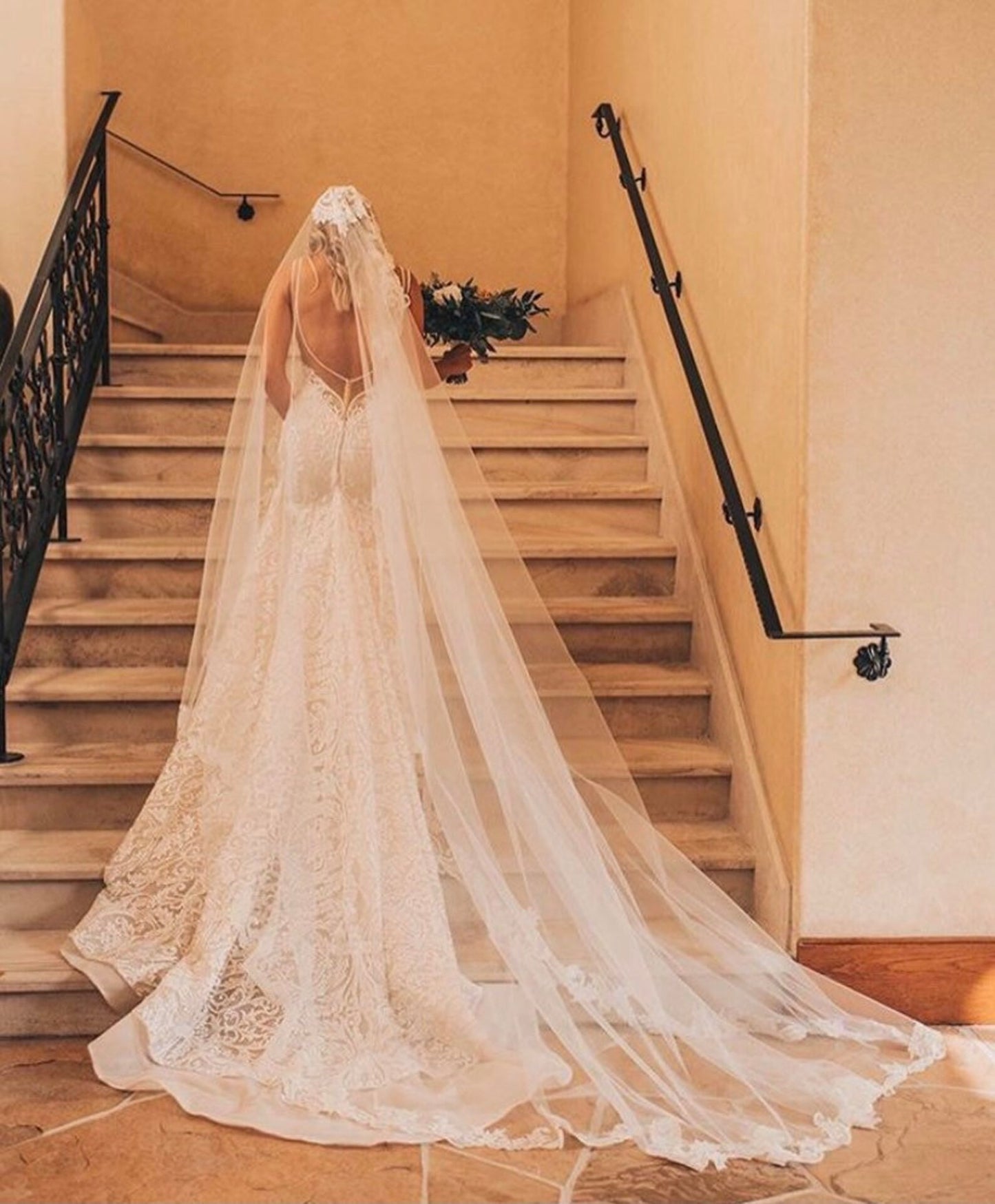 Thin Scroll Lace Cathedral Veil - A.Cherie Couture Shop