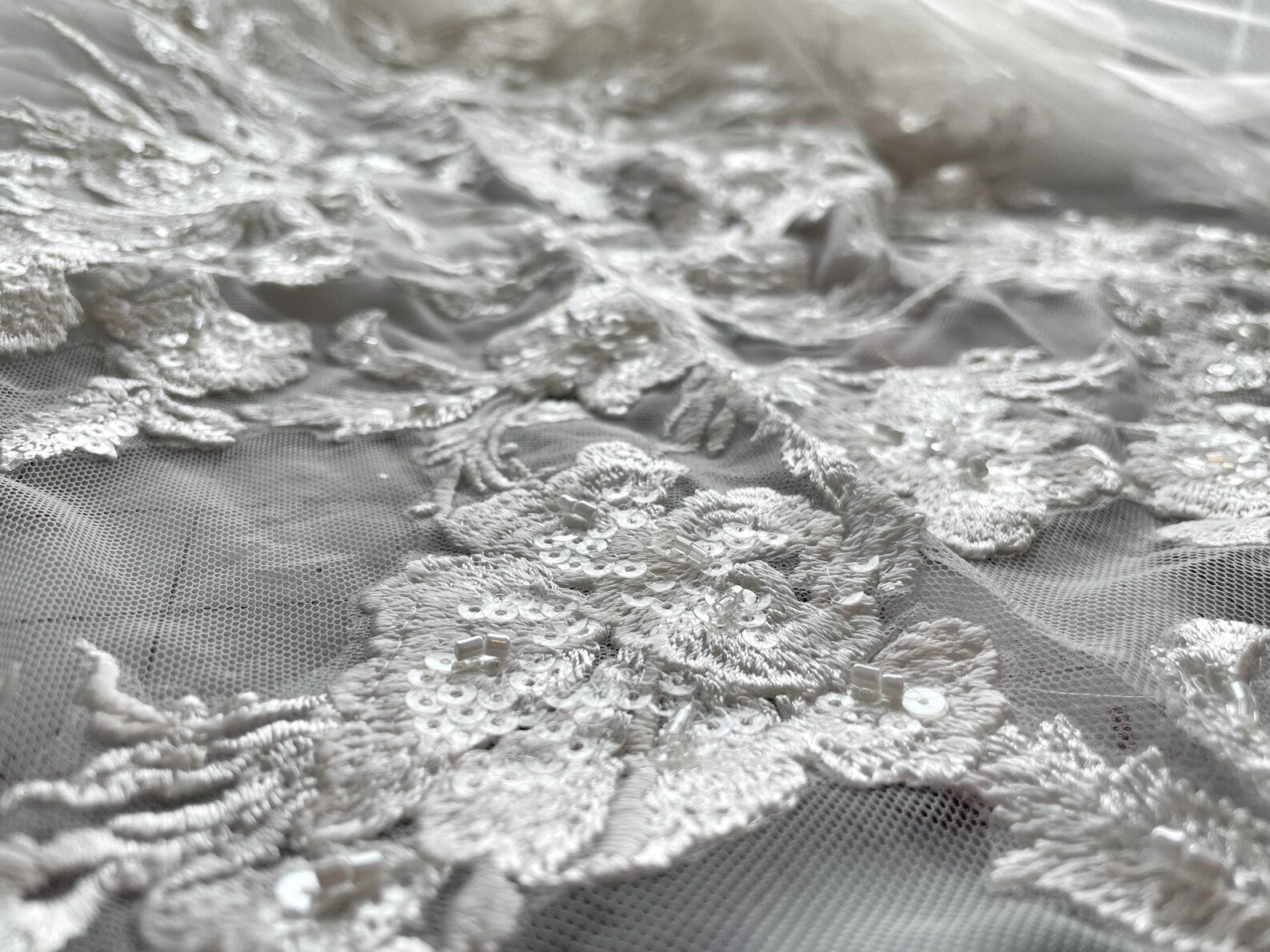 Sequin Rose Lace Royal Veil - A.Cherie Couture Shop