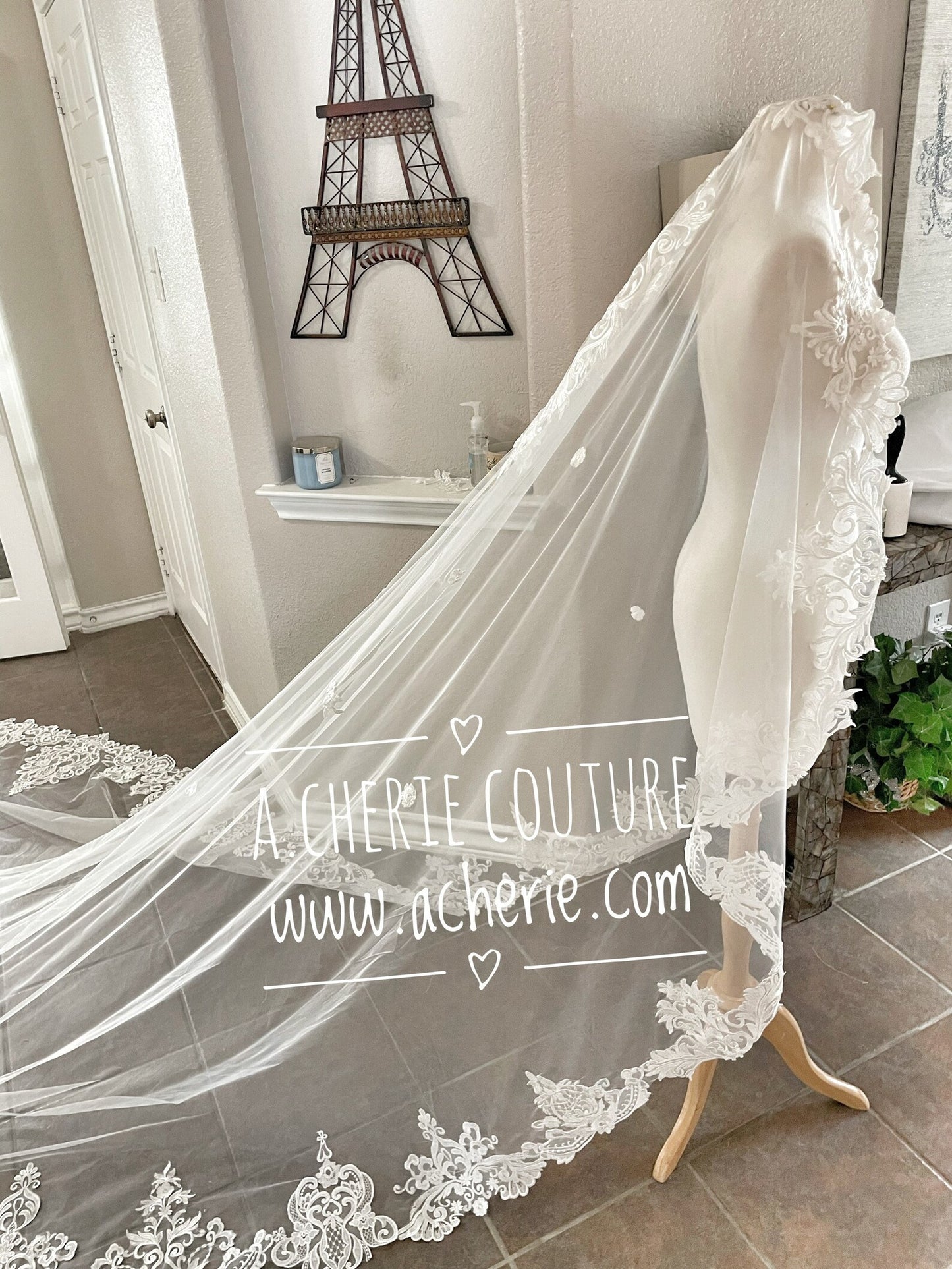 Scroll Dense Lace Royal Veil - A.Cherie Couture Shop