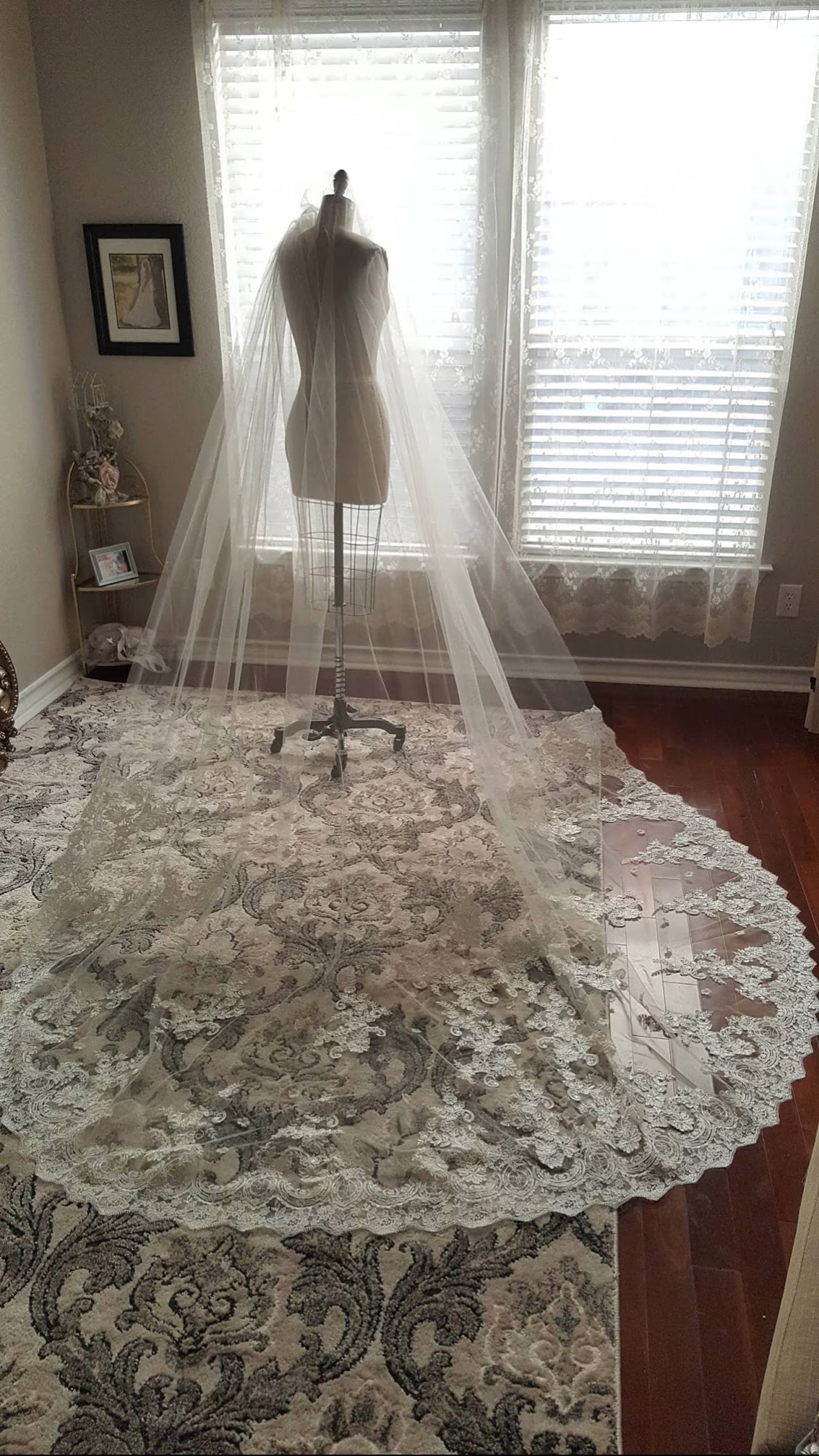 Scalloped Floral Lace Cathedral Veil - A.Cherie Couture Shop