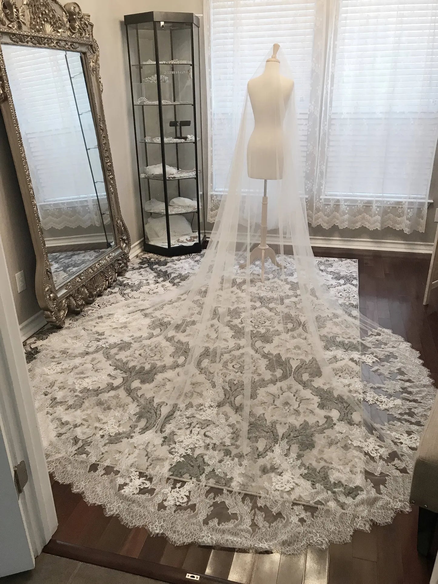 Wide Chantilly Edge Lace Royal Veil - A.Cherie Couture Shop