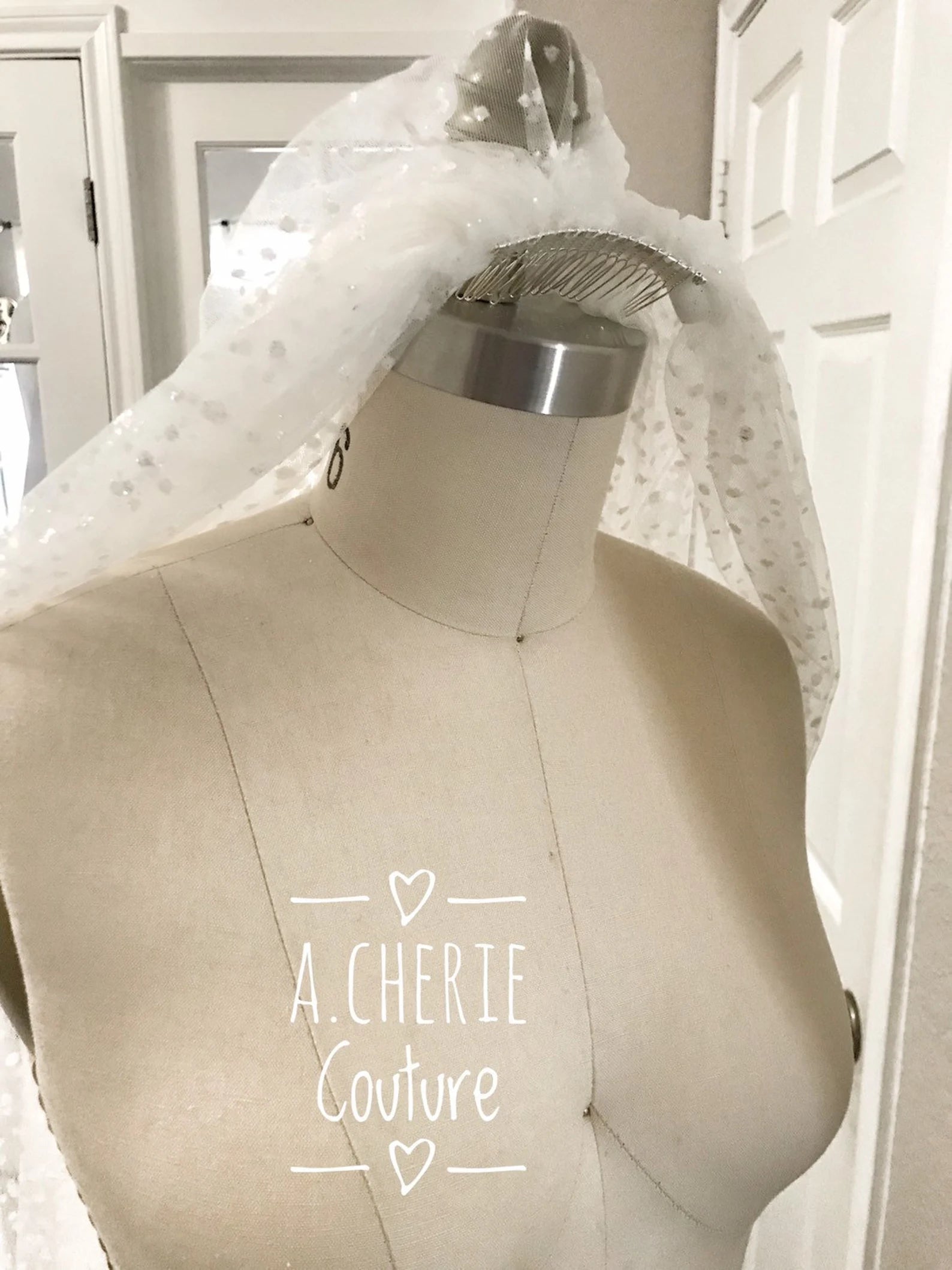 Spotted Glitter Tulle Royal Veil - A.Cherie Couture Shop