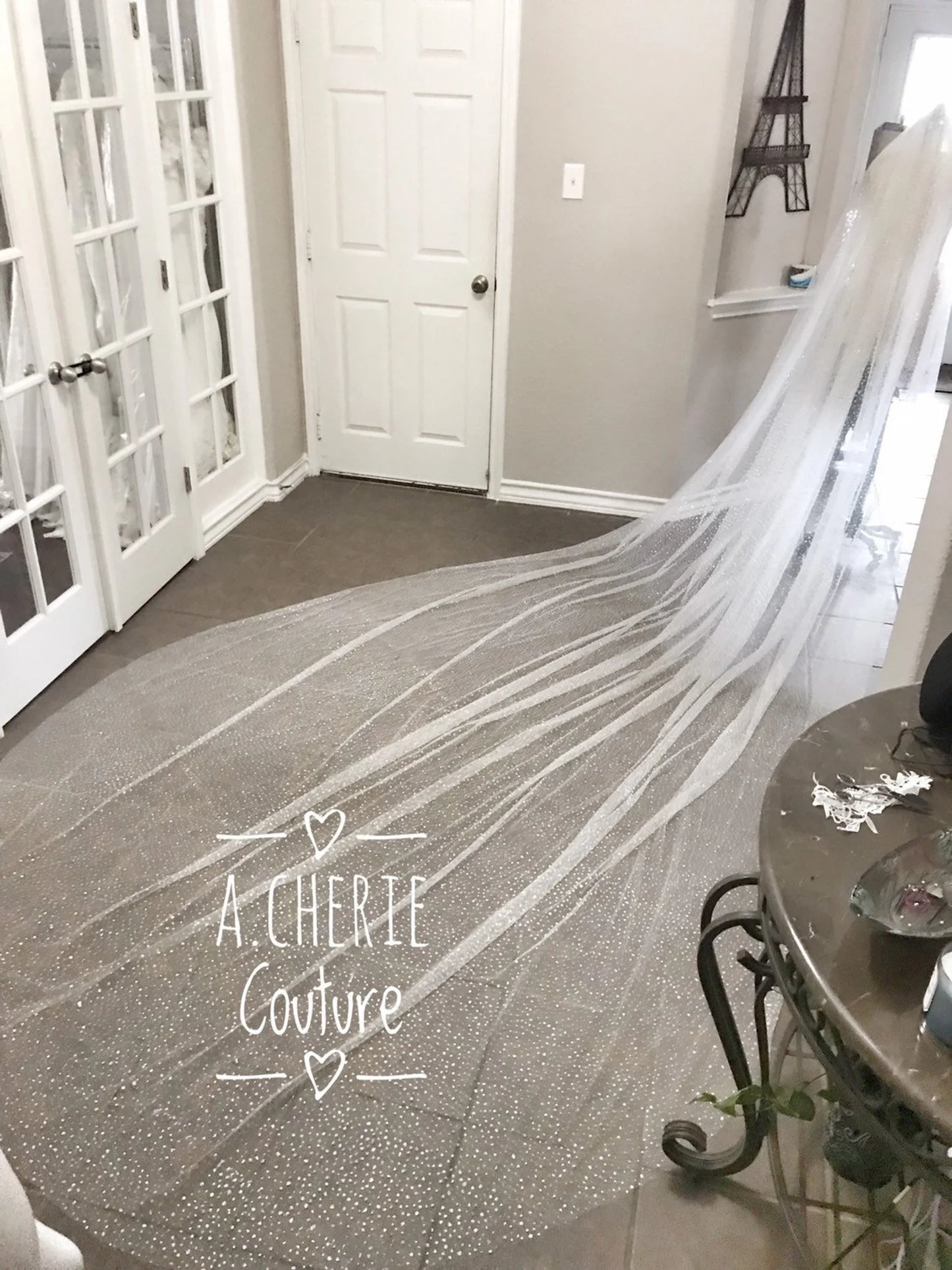 Spotted Glitter Tulle Royal Veil - A.Cherie Couture Shop