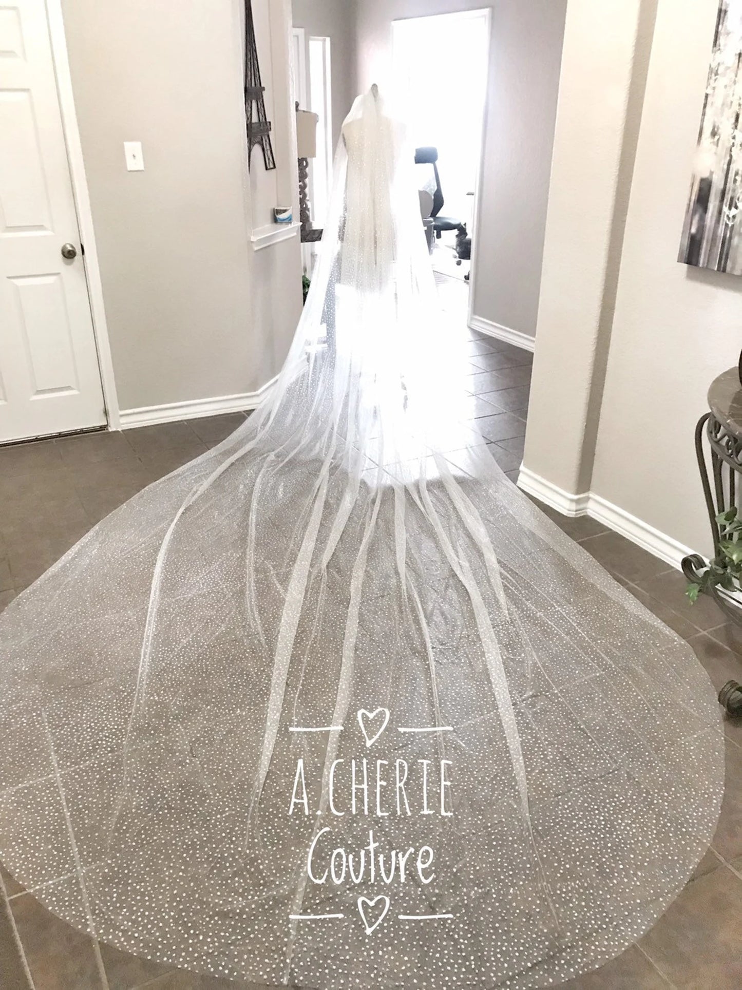 Spotted Glitter Tulle Royal Veil - A.Cherie Couture Shop