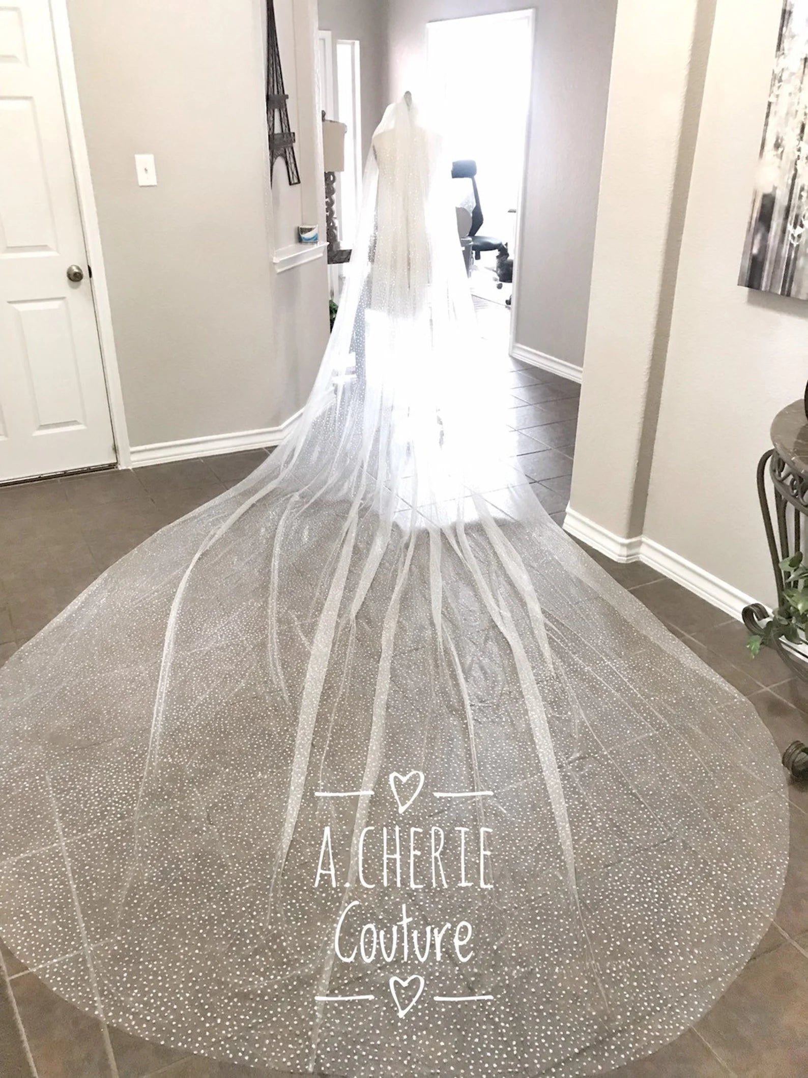 Spotted Glitter Tulle Royal Veil - A.Cherie Couture Shop