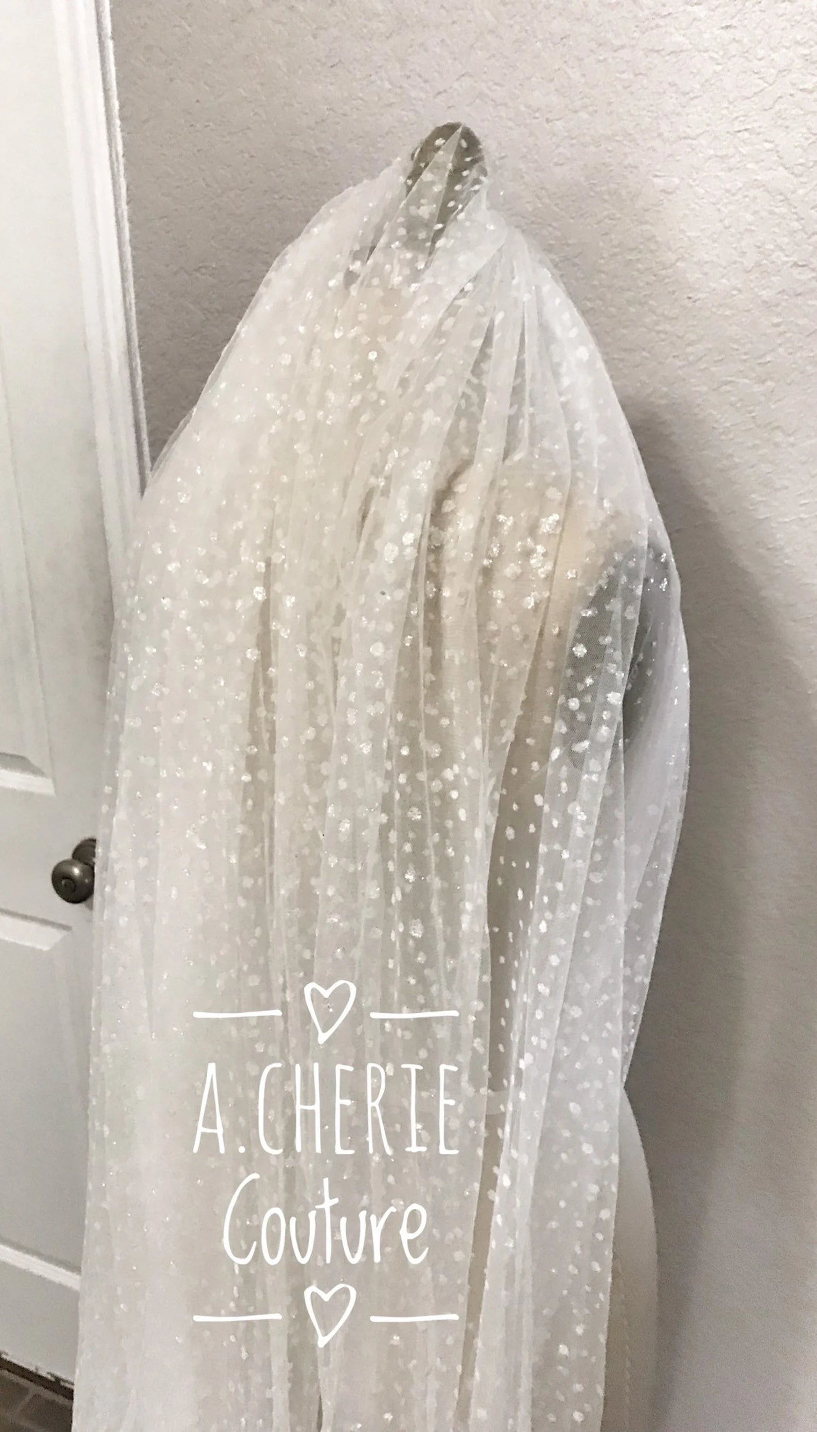 Spotted Glitter Tulle Royal Veil - A.Cherie Couture Shop