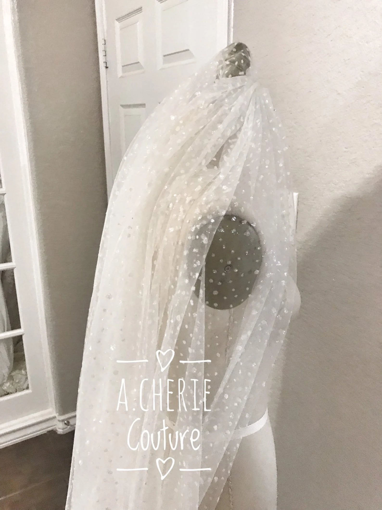 Spotted Glitter Tulle Royal Veil - A.Cherie Couture Shop