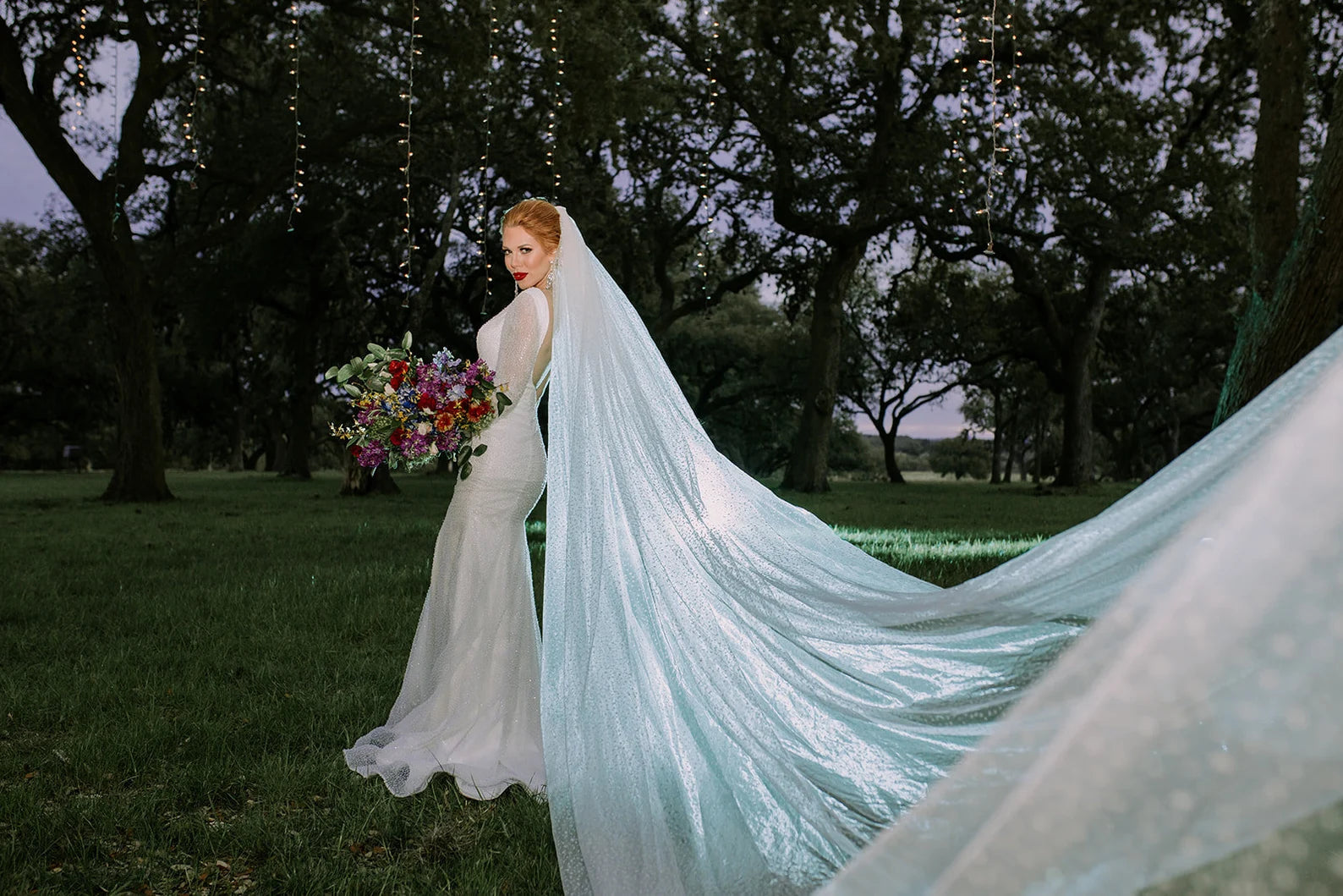 Spotted Glitter Tulle Royal Veil - A.Cherie Couture Shop