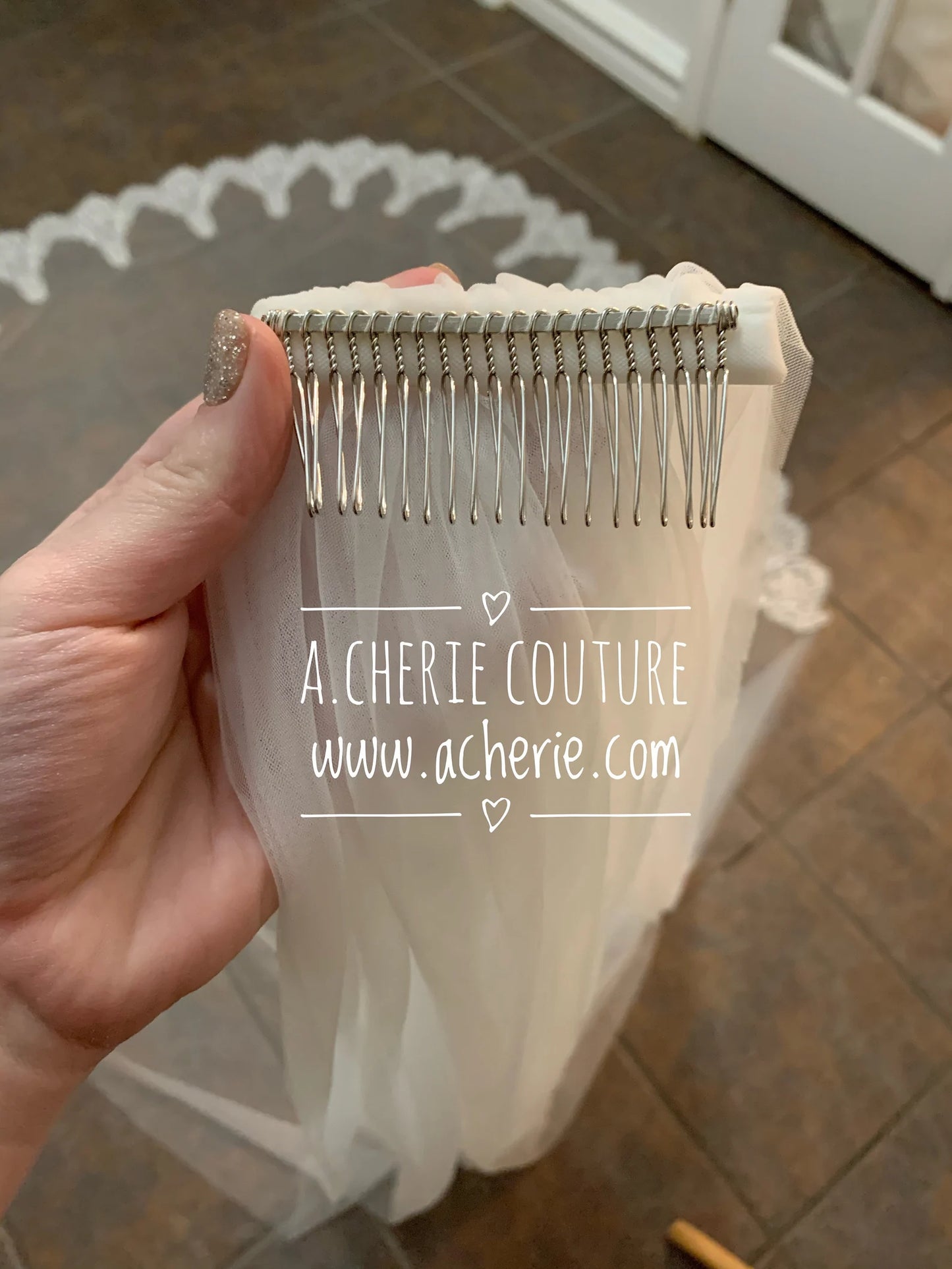 Wide Scallop Lace Cathedral Veil - A.Cherie Couture Shop