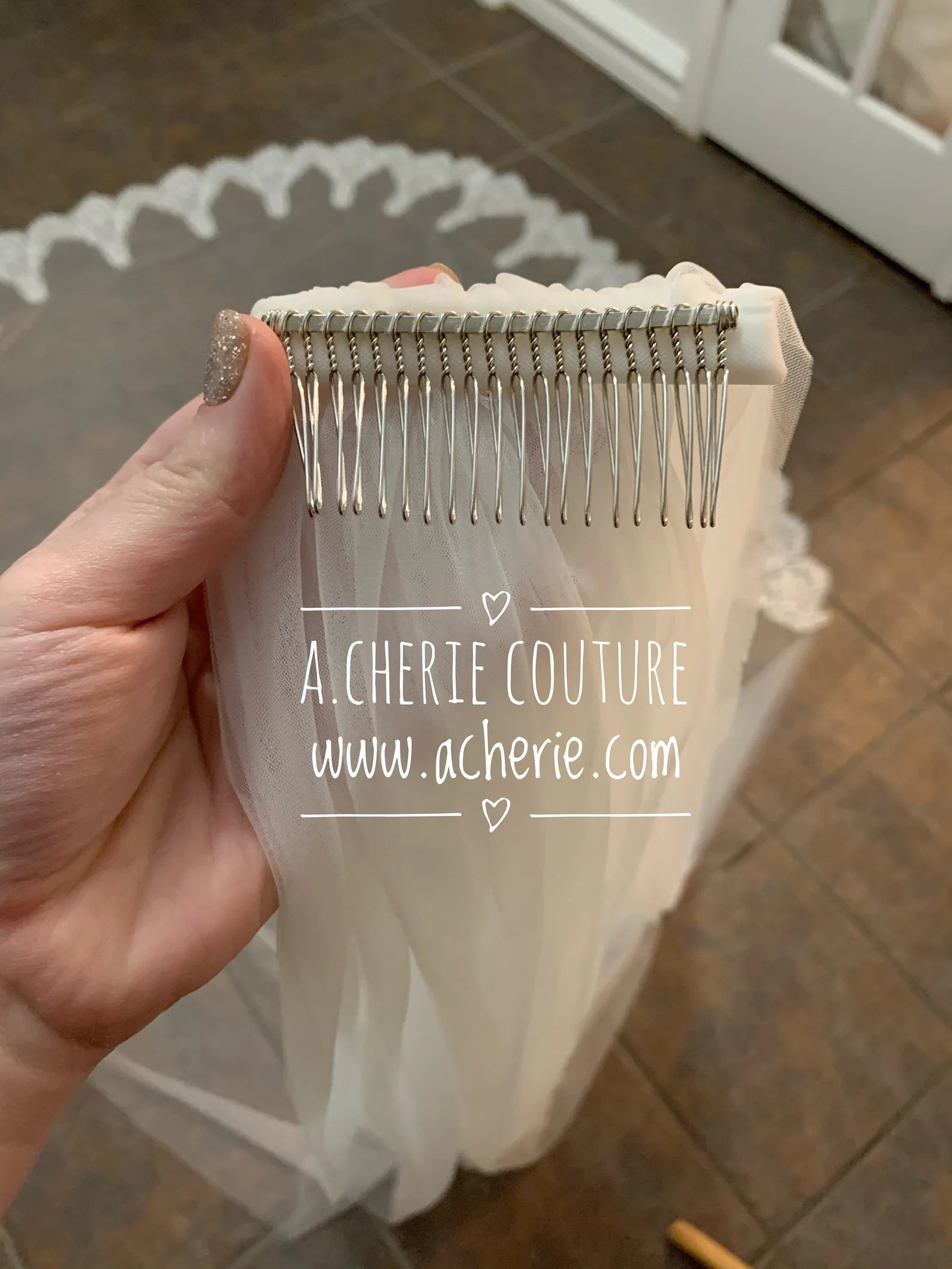 Wide Scallop Lace Cathedral Veil - A.Cherie Couture Shop